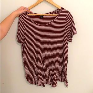 Maroon and white striped T-shirt rue 21